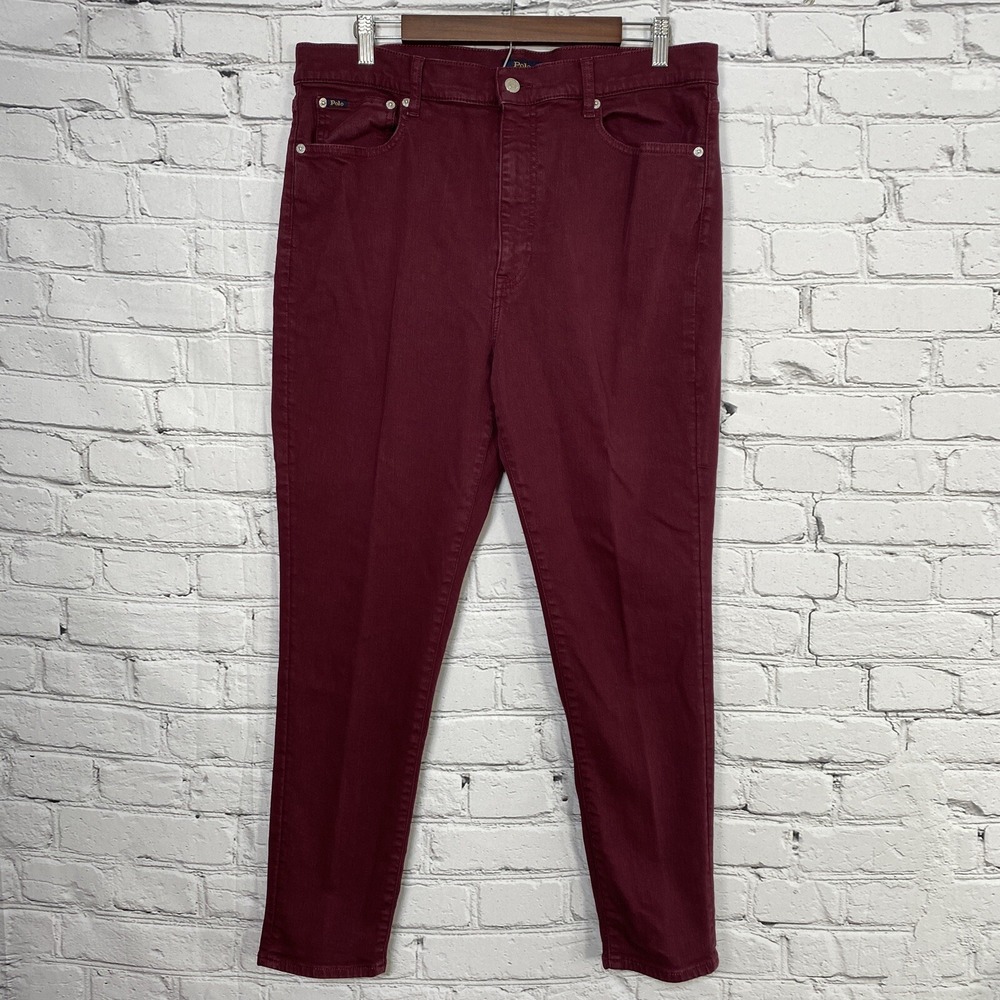 Polo Ralph Lauren Womens Tompkins Skinny‎ High Rise Ankle Jeans 34x27 Burgundy